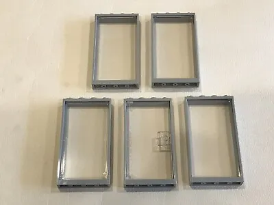 Buy 5 X Lego Door / Window Frame 1 X 4 X 6 Light Grey With Glass Inserts - P/N 60596 • 5.99£