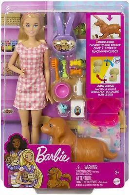 Buy Barbie Doll Newborn Pups Playset With Dog 3 Puppies And Accessories • 29.99£