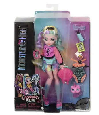 Buy Mattel Monster High Doll Lagoona Blue W Pet Piranha Colorful Streaked Hair New • 46.10£