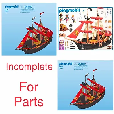Buy Playmobil 5736 4424 Pirate Ship Black Beard's Incomplete Set For Spare Parts #1 • 19.98£