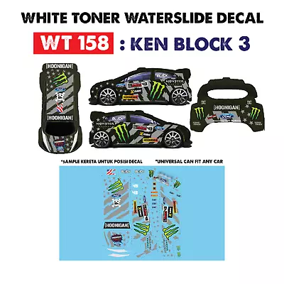 Buy WT158 White Toner Waterslide Decals KEN BLOCK 3 For Custom 1:64 Hot Wheels • 3.83£