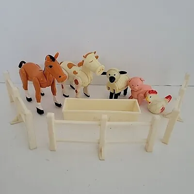 Buy Lot 9 VTG Fisher Price Horse Pig Sheep Cow Chicken Trough Fence Rail Hong Kong • 38.02£