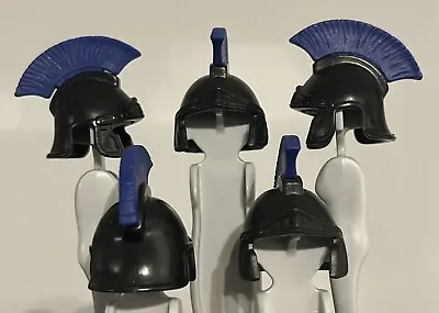 Buy Playmobil 5 Roman General Helmets Black With Blue Plume Runs Front To Back RARE • 5.50£