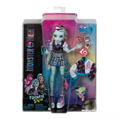 Buy Mattel Monster High Frankie Stone Doll & Watzie, Black, Blue Hair, 6+ • 54.02£