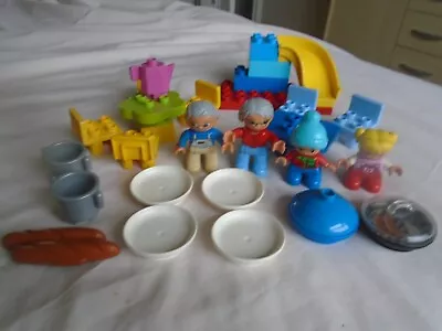 Buy Lego DUPLO Mixed Lot Family Figures X 4, Table & Chairs, Slide And Plates • 11.50£