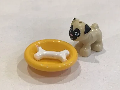 Buy 1 X Lego Animal - Pug Dog With Bowl & Bone, Friends, NEW (A03) • 3.45£
