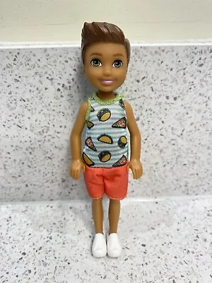 Buy Barbie Chelsea Club Boy Doll, Brown Hair, Skateboard Fast Food Themed T-shirt • 6.50£