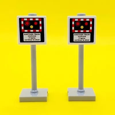 Buy LEGO® Train Track Part Level Crossing Signs X2 Street Road Traffic Light • 3.99£