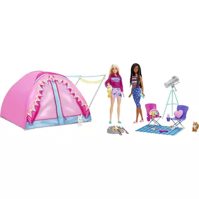 Buy Barbie It Takes Two Camping Playset With Tent 2 Barbie Dolls & 20 Pieces New • 39.99£
