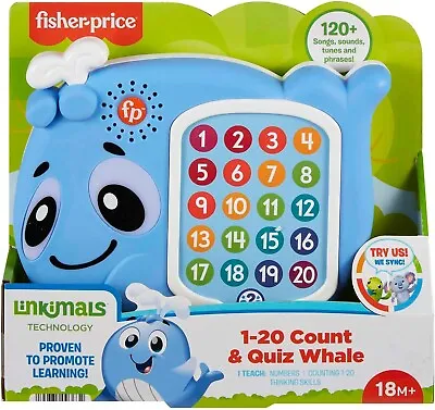 Buy Fisher-Price Linkimals 1-20 Count & Quiz Whale 120+ Sounds New Xmas Toy Age 18m+ • 23.99£