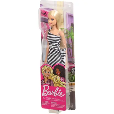Buy New Barbie Glitz Doll Black White Striped Dress Heels Packed Boys Girls FXL68 • 12.99£