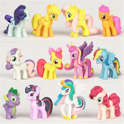 Buy My Little Pony Figures Toys Mini Unicorn Fluttershy Rainbow Dash 12PC Bundle Set • 7.29£