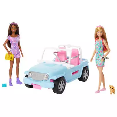 Buy Barbie Jeep With 2 Dolls, Puppy And Accessories Set • 49.99£