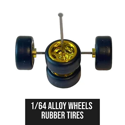 Buy New 5 Spoke Custom Alloy 1:64 Wheels And Tyres Real Riders Rubber Hot Wheels Etc • 4.70£