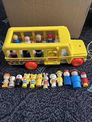 Buy Vintage Fisher Price School Bus DAMAGED Needs Fix And Fisher Price Little People • 12.99£