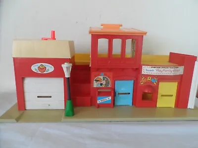 Buy Vintage Fisher Price Little People Village Fire Station Post Office Theatre • 24.99£