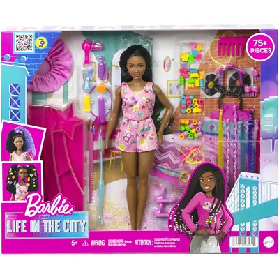 Buy Barbie Life In The City Braid Style & Care Pink Outfit Doll (Damaged Box) • 17.49£