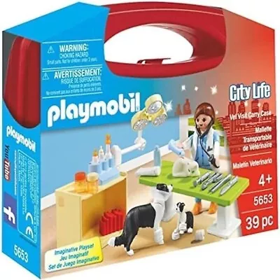 Buy NEW Playmobil 5653 City Life Vet Visit Carry Case 39 Piece 4+ Vet Dogs And Cat • 10£