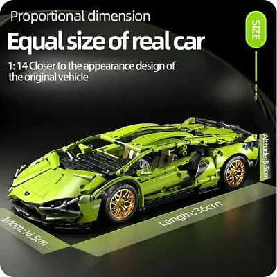 Buy ✅ GREEN New Sealed Technic Lamborghini Car Model Race Car Building Block Set ✅ • 27.97£
