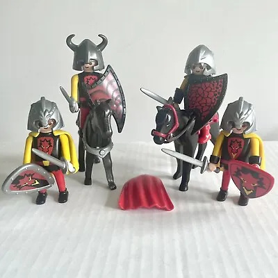Buy Playmobil Figures: 4 X Dragon Knights With 2 Horses, Shields & Swords • 10£