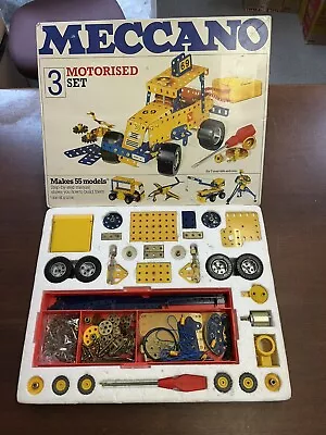 Buy Vintage Meccano Motorised  Set 3, 1978, 100% Complete In Box With Manuals (A) • 57.50£