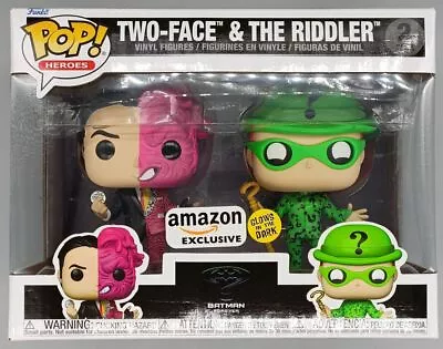 Buy Funko POP [2 Pack] Two-Face & The Riddler - Glow - DC Batman • 24.99£
