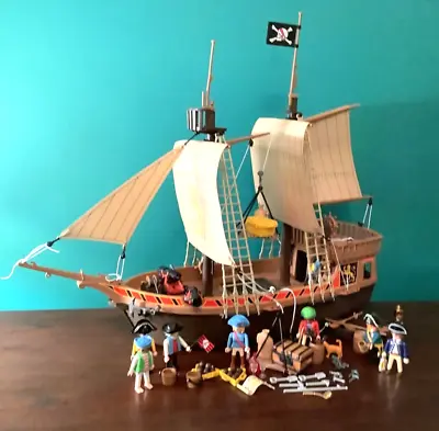 Buy Playmobil Large Pirate Ship Crew Working Cannons Hoist Anchor Great Accessories • 65£