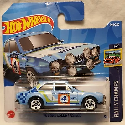 Buy 2022 Hot Wheels Rally Champs - '70 Ford Escort RS1600 - Goodyear Ice Blue SC • 4.99£