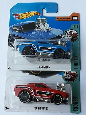 Buy Hot Wheels '68 Ford Mustang (pair) 2017 Release Red And Blue - Tooned! • 7.50£