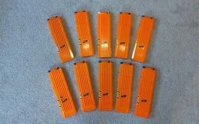 Buy 10 X Nerf Orange 18 Ammo Bullet Dart Clip Magazine Holder Spare 180 Darts Mags • 100£