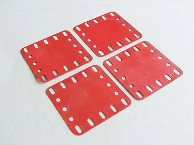 Buy 4 Meccano 5 X 5 Hole Flexible Metal Plates Part 190 Light Red Stamped MMIE • 2.40£