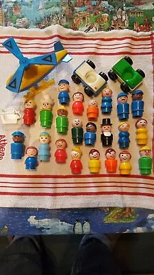Buy Bundle Of 23 Vintage Fisher-Price Little People Figures, Helicopter, Cars, Swing • 3.99£