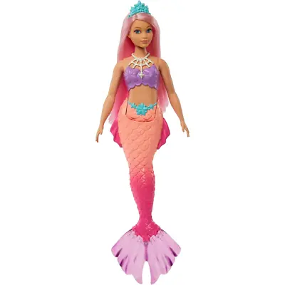 Buy Barbie Dreamtopia Mermaid Doll Curvy Pink Hair And Tiara Mattel • 14.99£