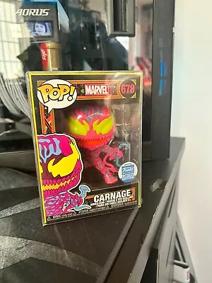 Buy Funko Pop - #678 Carnage Black Light Authentic Shop Exclusive  With Protector • 51.99£