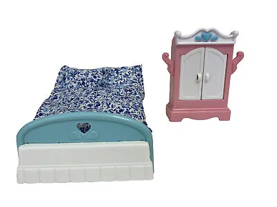 Buy Fisher Price Loving Family Dolls House Furniture Double Bed And Wardrobe Set Vgc • 18.99£