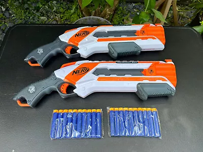 Buy 2 X NERF ROUGHCUT 2X4 DART BLASTER GUNS Inc 20 X NEW DARTS • 19.99£
