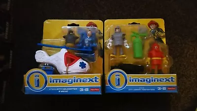 Buy Fisher Price Imaginext City Airport Firefighters And Helicopter Medic Figures Bu • 5.99£