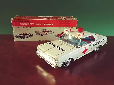 Buy 1960s Bandai Japan Tin Friction Chevrolet Chevelle Ambulance Tinplate W/ Box • 118.40£
