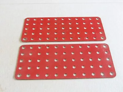 Buy 2 Meccano 5 X 11 Hole Flat Metal Plates Part 70 Mid Red Stamped MMIE • 6£