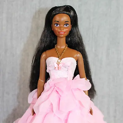 Buy BARBIE MATTEL Doll Modern Fashion Black AA African American Pink Ball Gown Dress • 51.43£