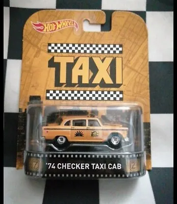 Buy 2015 Hot Wheels Premium Retro Entertainment TAXI 74 Checker Taxi Cab Real Riders • 34.99£