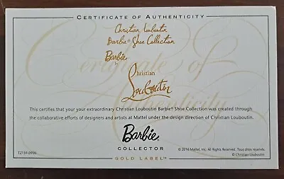 Buy Barbie CERTIFICATE OF AUTHENTICITY LOUBOUTIN BARBIE SHOE COLLECTION 2010 • 7.71£