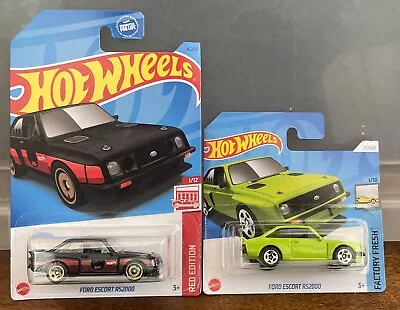 Buy Hot Wheels X 2 Ford Escort RS2000 Red Edition & Green Die-cast • 18£