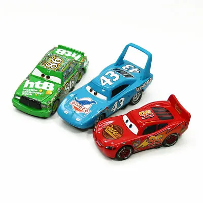 Buy 3Pack Disney Pixar Cars King Lightning McQueen Chick Hicks Mattel Car Toy 1:55 • 12.89£