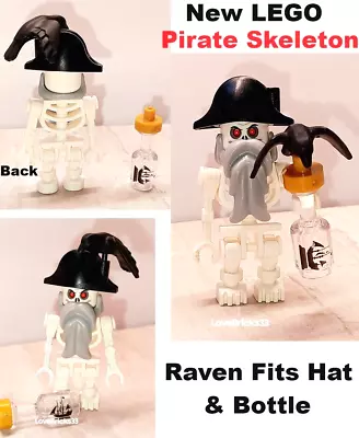 Buy New LEGO Pirate Skeleton Raven Plume Ship In A Bottle Bird Dead Man Captain Hat • 20.52£