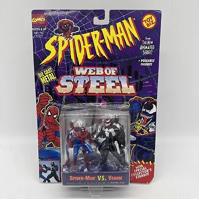 Buy SPIDER-MAN VS Venom WEB OF STEEL 2.5  DIE-CAST METAL FIGURES, Toy Biz 1994, MOC • 27.99£