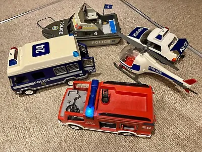 Buy Vintage Playmobil Police + Fire Bundle, 7 Figures, Accessories, Used, Can Post!! • 14.99£