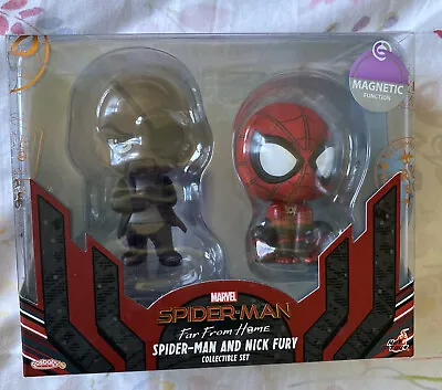 Buy Marvel Cosbaby Nick Fury And Spider-Man Far From Home  Hot Toys • 45£