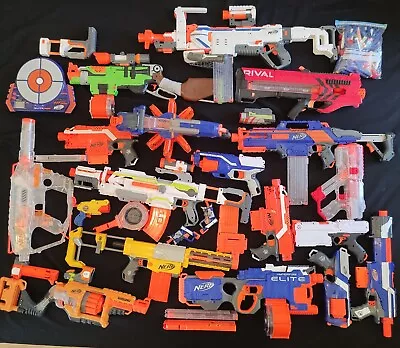 Buy Nerf Gun Bundle 20 Guns Including Mags, Extentions, Sights - Various Conditions • 21£