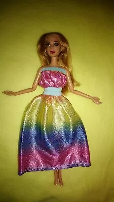 Buy Barbie Rainbow Glitter Dress Dolls Clothing Princess Evening Ball Gown 75 • 1.73£